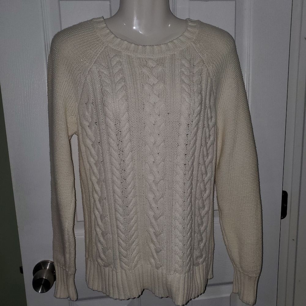 Old Navy cream cable-knit sweater